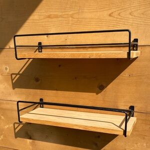 Modern Black and Clear Wood Wall Shelves